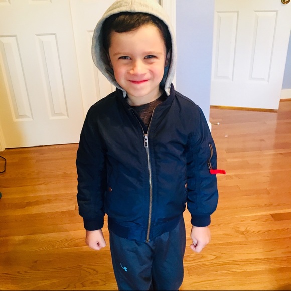 H&M Navy Hooded Bomber Jacket - Picture 7 of 7